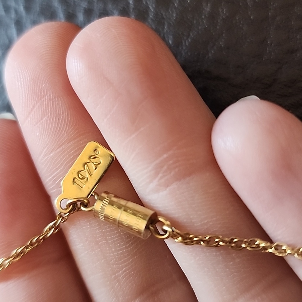 1928 Gold Necklace with Pink Rose Cross Pendant - Picture 8 of 10